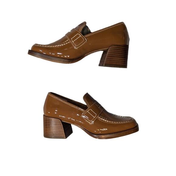 NWOB Steve Madden Nyomi Loafer Pump In Camel Patent Size 9 - Picture 3 of 8